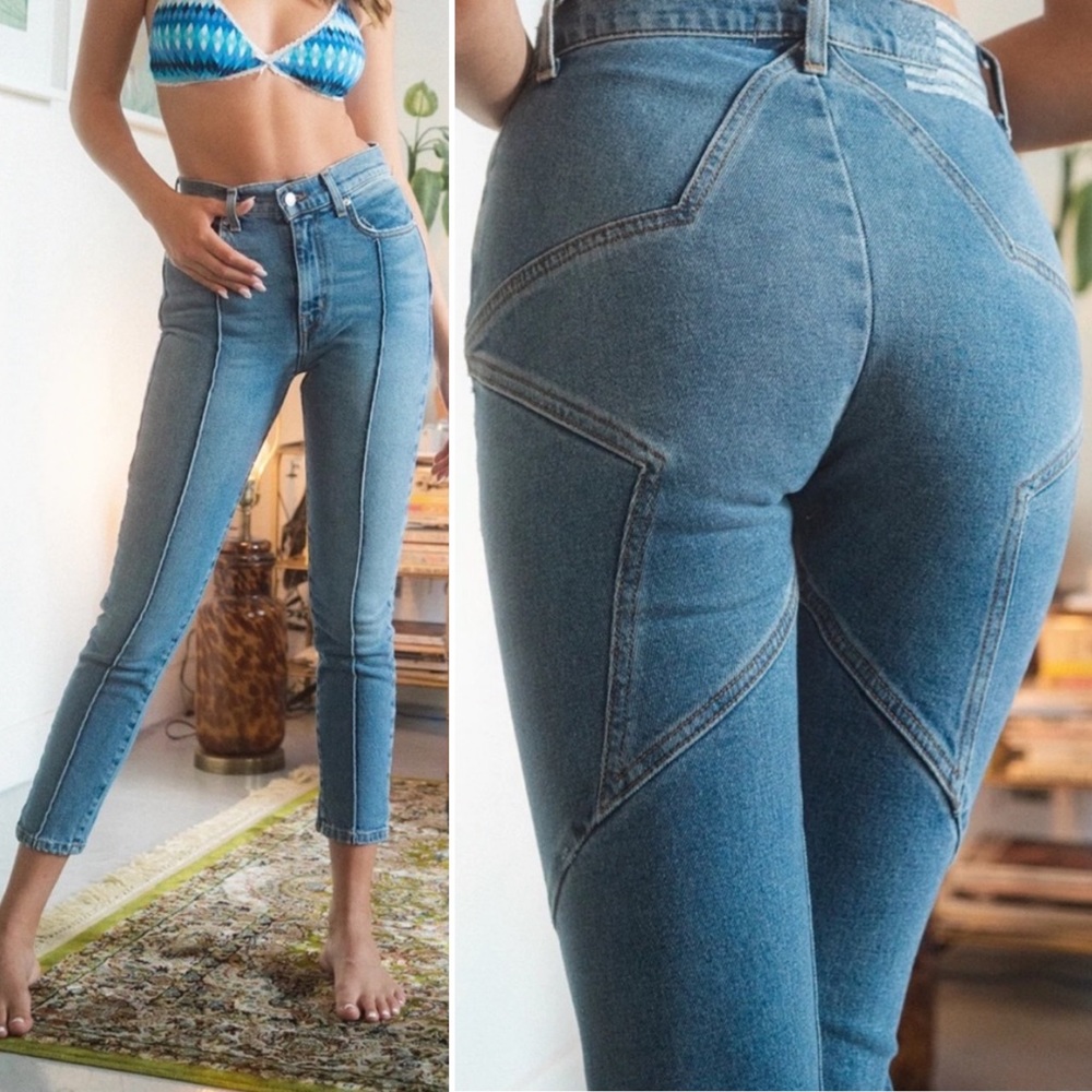 REVICE Venus Crops Star Jeans 28 6 retro skinny fit high rise waist stretch blue
